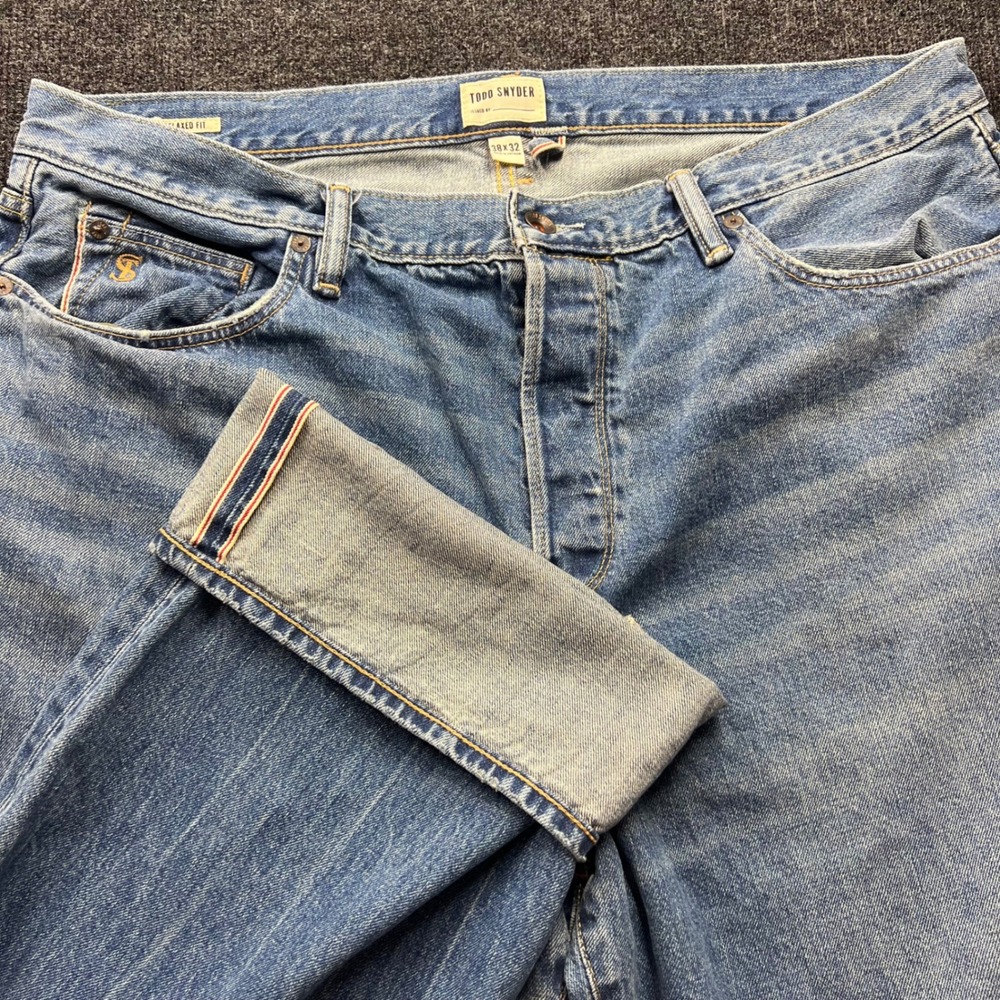 Todd Snyder Relaxed Fit Selvedge Denim Jeans Light Wash 38x32 12.5oz Cotton